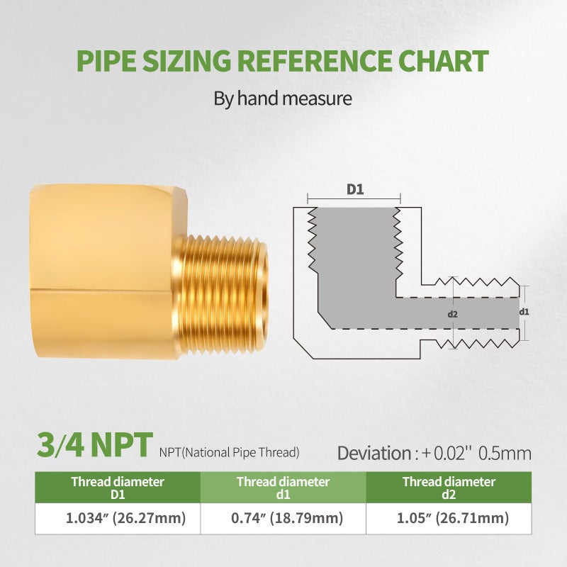 Litorange 1 Pack Metals Brass Pipe Fitting 90 Degree Barstock Street Elbow 3/4" NPT Male Pipe x 3/4" NPT Female Pipe - Image 2